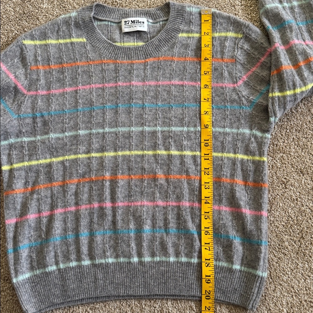 27 Miles 100% Cashmere Striped Sweater Womens M - Picture 8 of 13